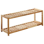 2 Tier Walnut Wood Shoe Rack