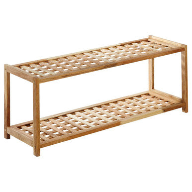 2 Tier Walnut Wood Shoe Rack