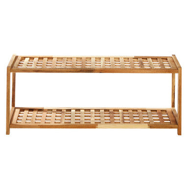 2 Tier Walnut Wood Shoe Rack