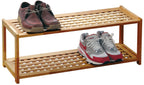 2 Tier Walnut Wood Shoe Rack
