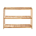 3 Tier Walnut Wood Grid Design Shoe Rack