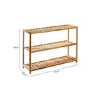 3 Tier Walnut Wood Grid Design Shoe Rack