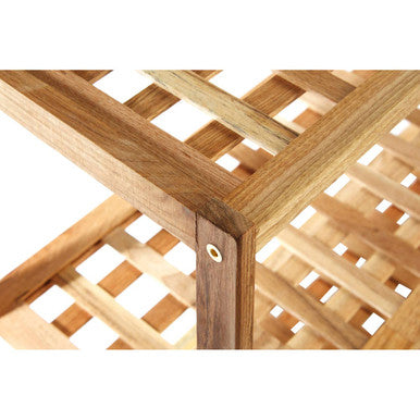 3 Tier Walnut Wood Grid Design Shoe Rack