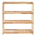 4 Tier Walnut Wood Grid Design Shoe Rack