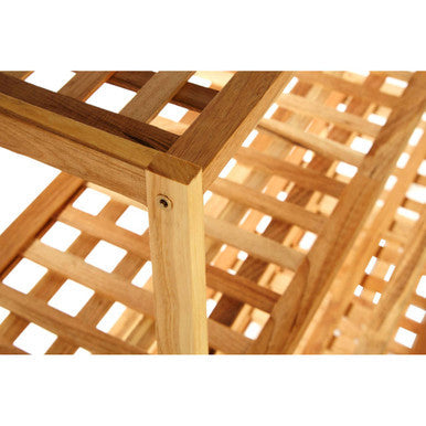4 Tier Walnut Wood Grid Design Shoe Rack
