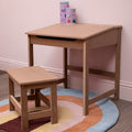 Natural Kids Desk and Stool Set with Storage