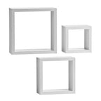 White Set of 3 Square Wall Cubes