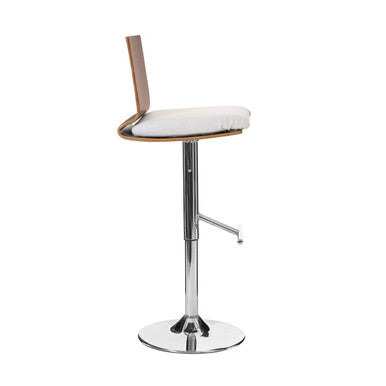 Walnut and White Bar Chair with Square Back
