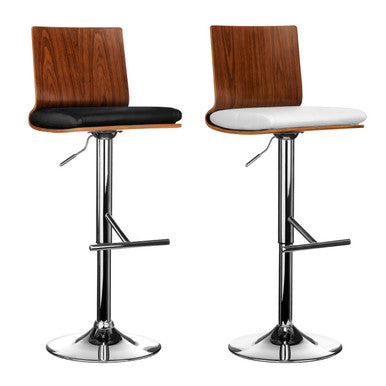 Walnut and White Bar Chair with Square Back