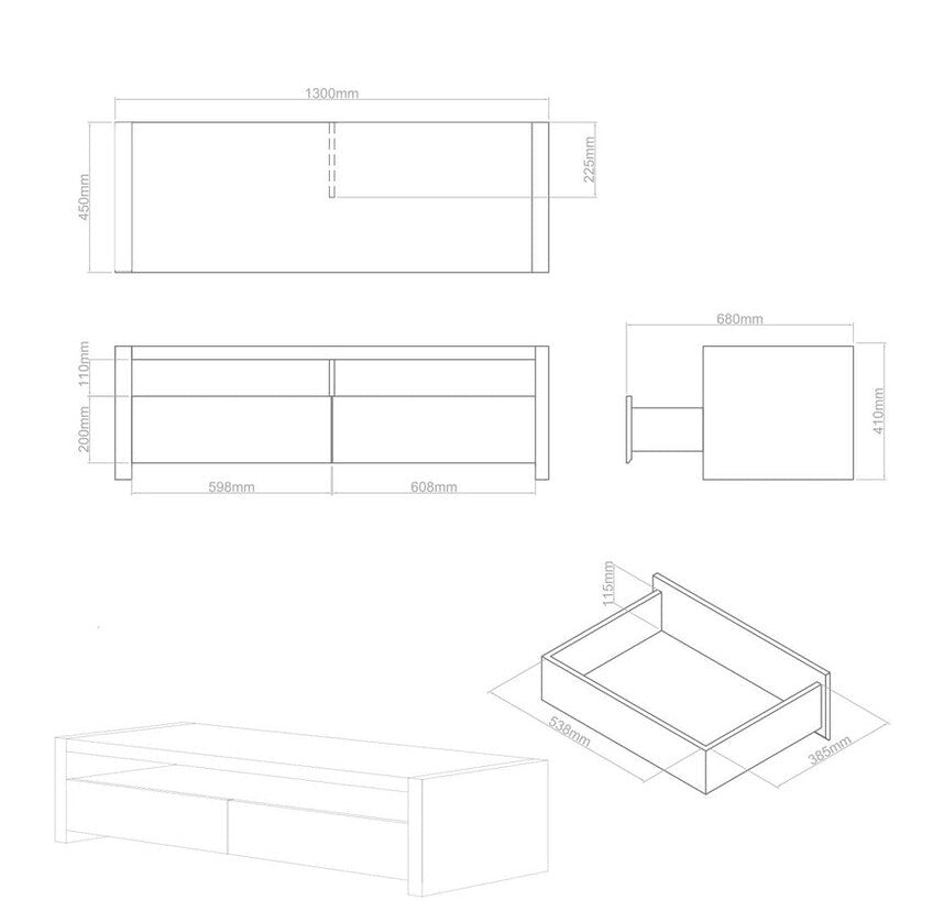 Natural Oak Veneer Coffee Table with 2 Storage Drawers and 1 Shelf