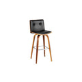 Buttoned Black Leather Effect Bar Chair