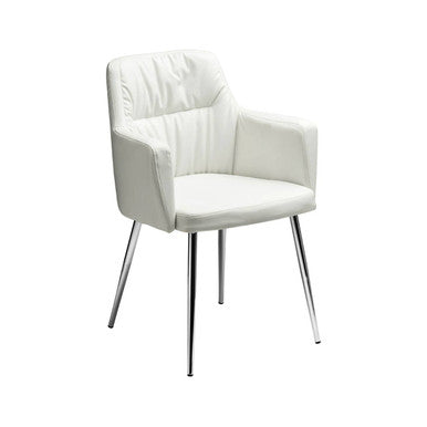White Leather Effect Dining Chair