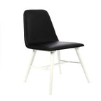 Black Leather Effect Dining Chair with White Legs
