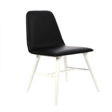 Black Leather Effect Dining Chair with White Legs