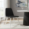 Black Leather Effect Dining Chair with White Legs