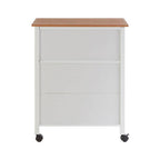 White 1 Drawer Kitchen Trolley with Bamboo Top