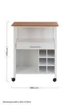 White 1 Drawer Kitchen Trolley with Bamboo Top