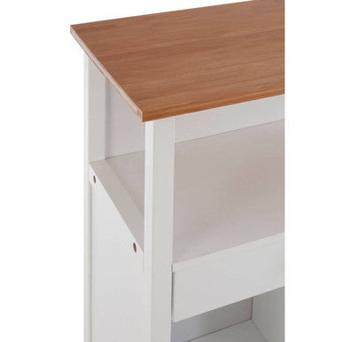 White 1 Drawer Kitchen Trolley with Bamboo Top