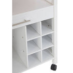 White 1 Drawer Kitchen Trolley with Bamboo Top