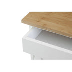 White 1 Drawer Kitchen Trolley with Bamboo Top and Cupboard
