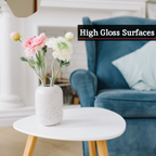 White Gloss and Bamboo Set of 2 Triangular Side Tables