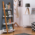 White Gloss and Bamboo 4 Tier Ladder Shelf Unit