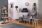 White Gloss and Bamboo 4 Tier Ladder Shelf Unit