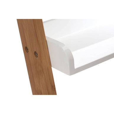 White Gloss and Bamboo 4 Tier Ladder Shelf Unit