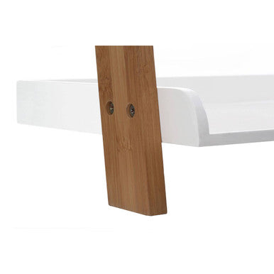 White Gloss and Bamboo 4 Tier Ladder Shelf Unit