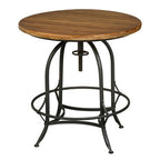 Natural Wooden and Metal Round Bar Table