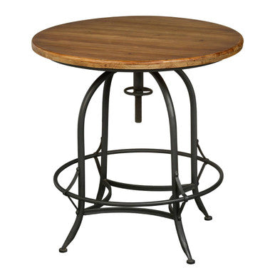 Natural Wooden and Metal Round Bar Table