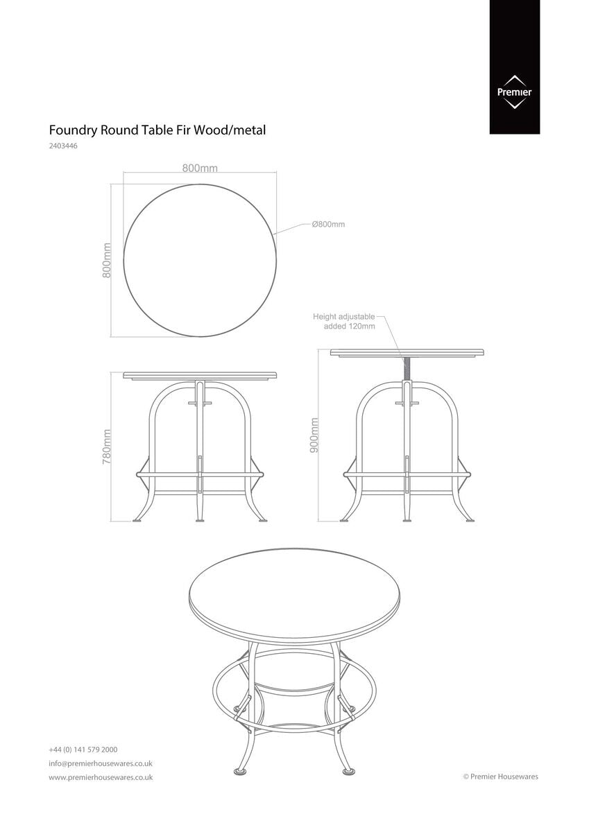 Natural Wooden and Metal Round Bar Table