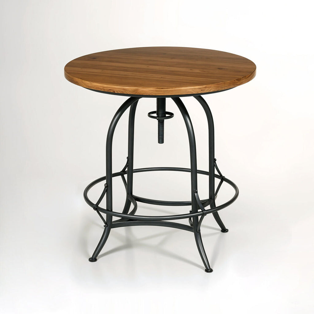 Natural Wooden and Metal Round Bar Table