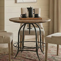 Natural Wooden and Metal Round Bar Table
