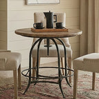 Natural Wooden and Metal Round Bar Table