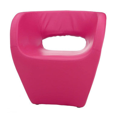 Hot Pink Faux Leather Armchair with High Armrests
