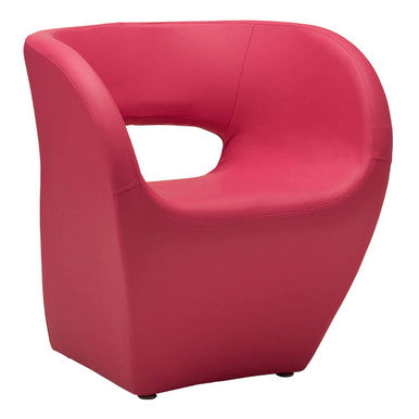 Hot Pink Faux Leather Armchair with High Armrests