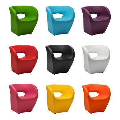 Hot Pink Faux Leather Armchair with High Armrests