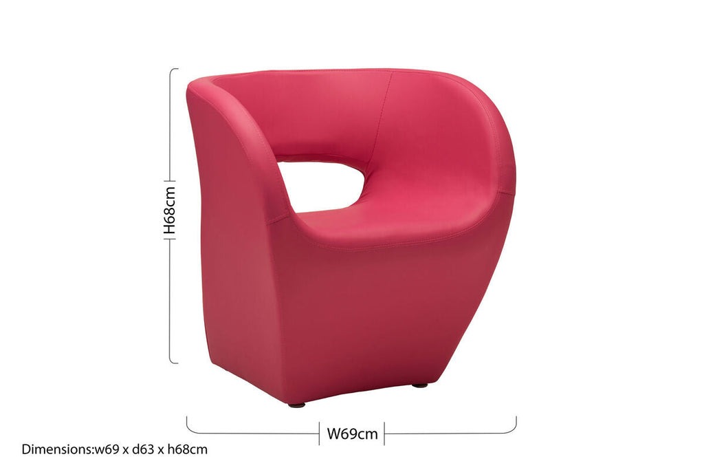 Hot Pink Faux Leather Armchair with High Armrests