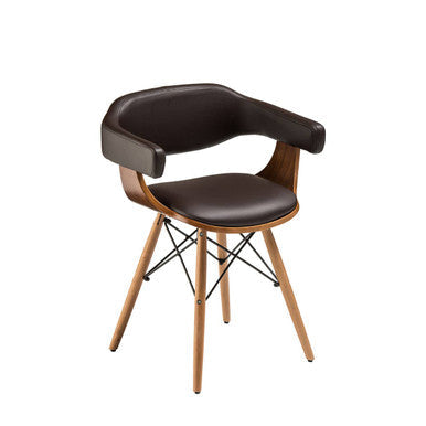 Brown Leather Effect and Beech Wood Chair