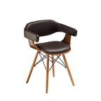 Brown Leather Effect and Beech Wood Chair