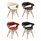 Brown Leather Effect and Beech Wood Chair