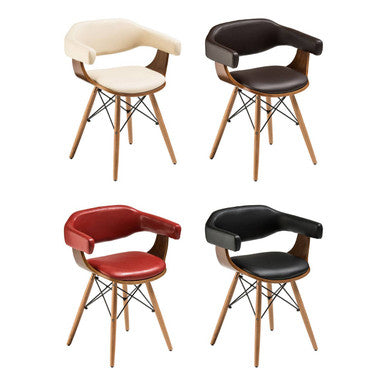 Brown Leather Effect and Beech Wood Chair