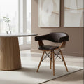 Brown Leather Effect and Beech Wood Chair