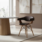 Brown Leather Effect and Beech Wood Chair
