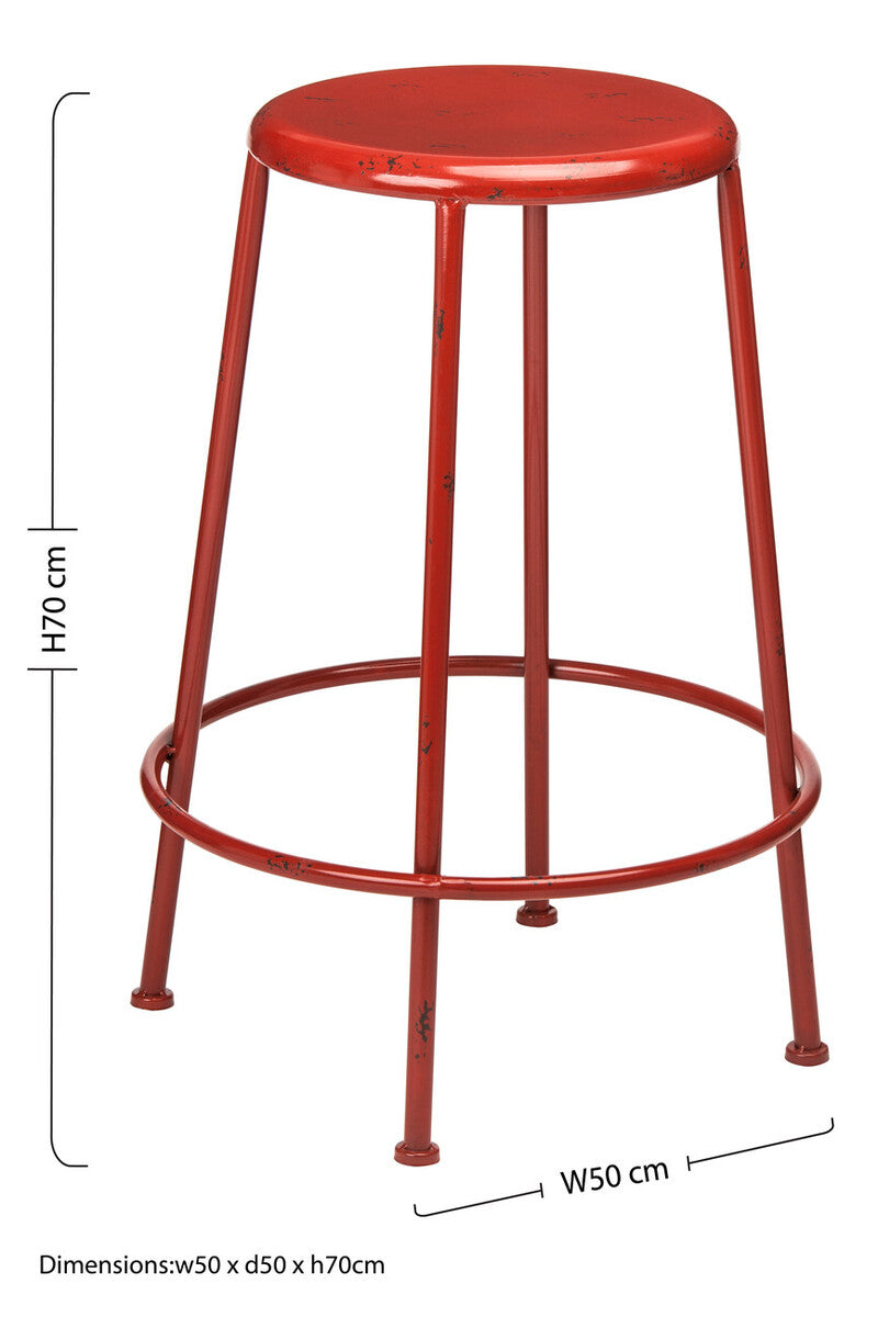 Red Metal Bar Stool