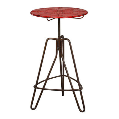 Red Metal Adjustable Bar Table