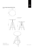 Cream Metal Adjustable Bar Table