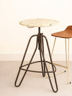 Cream Metal Adjustable Bar Table