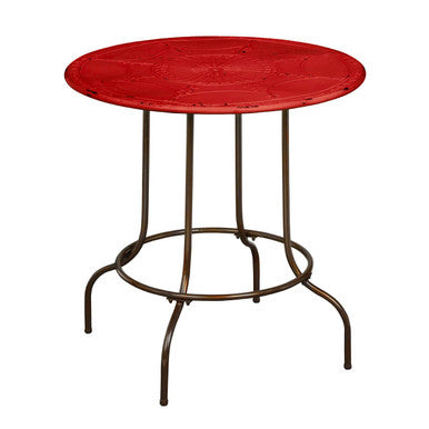 Red Metal Round Dining Table